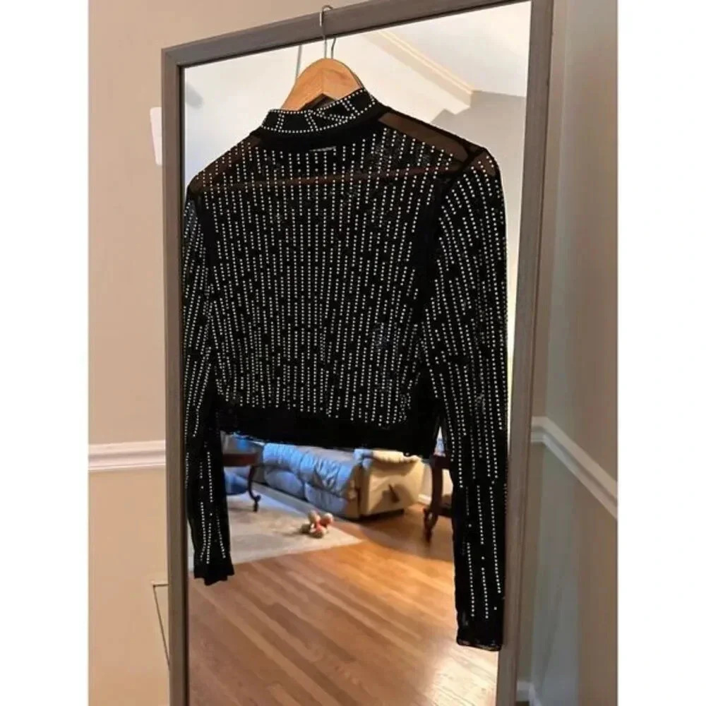 Black Rhinestone Shirt Large - Picture 3 of 5